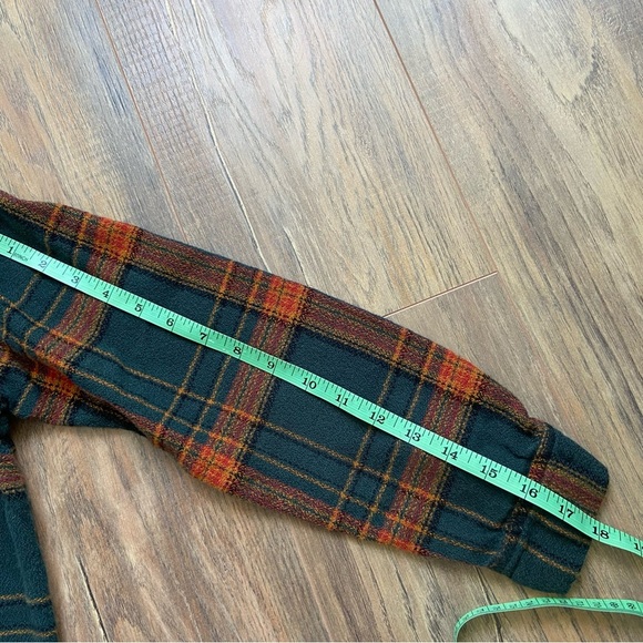 American Eagle Orange and Green Cropped Plaid Shirt - Picture 12 of 13